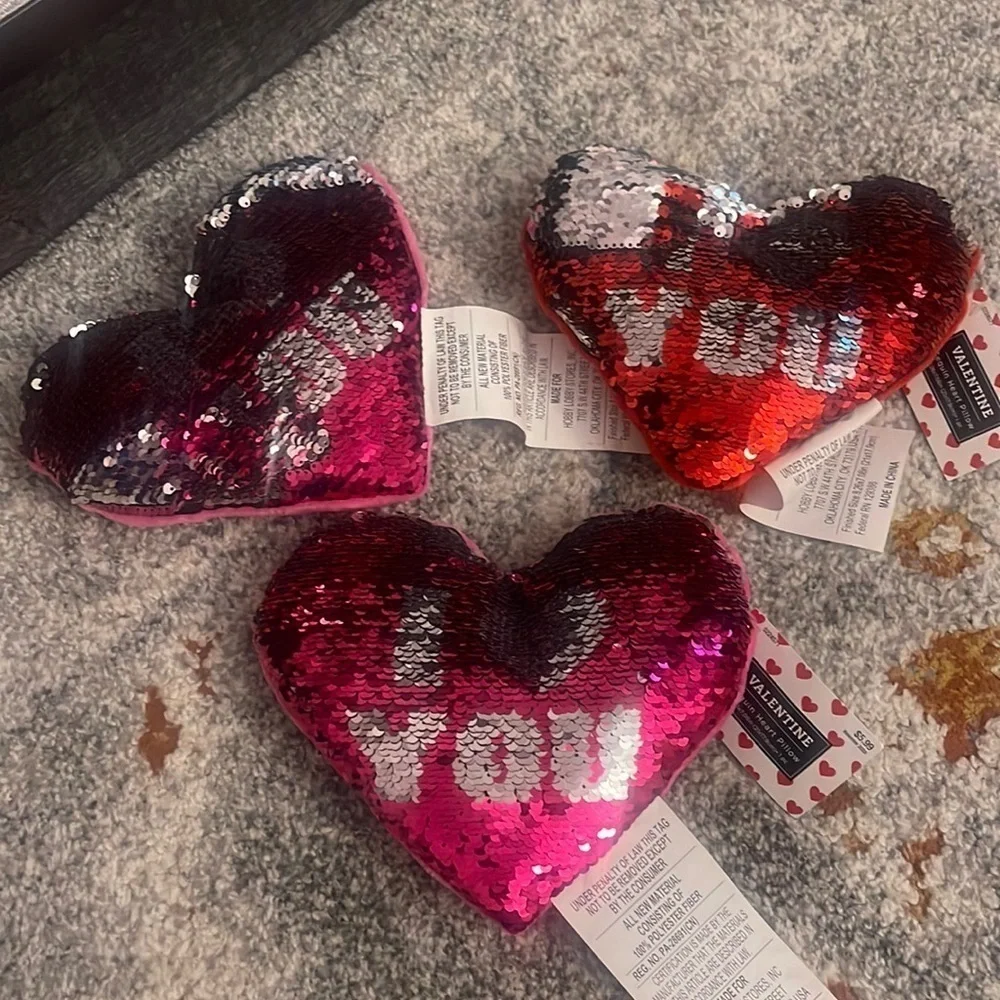 3 cute heart pillows